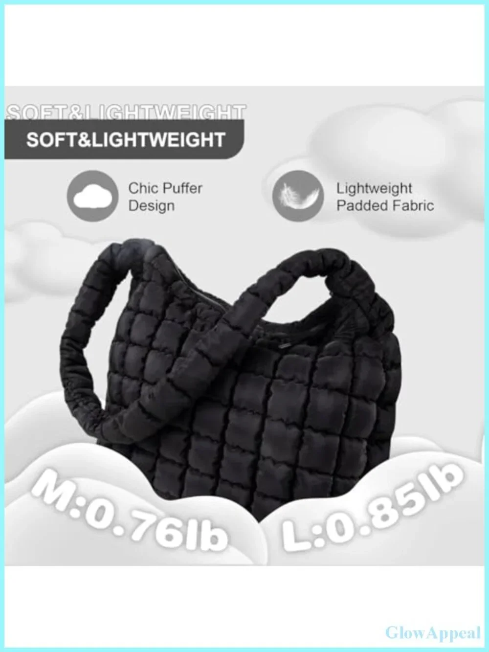 Quilted Puffer Tote Bag Lightweight Nylon Hobo Crossbody Shoulder Bag
